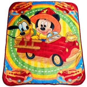 Providencia Disney Mickey Mouse Pluto Baby Firetruck Plush Mink Blanket Minky